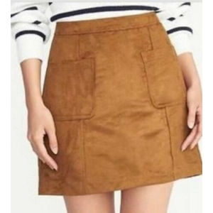 Old Navy Brown Faux Suede Mod Retro Skirt With  Front Pockets Size 4